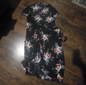 YOINS | Black Floral Maxi Wrap Dress 3XL